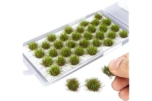 HORREX 32 Pièces Herbe Synthétique Extérieur, Pelouse Verte Artificielle pour DIY Railway Train, Miniature Décorative Modèle de Paysage
