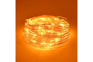 Dalugo Orange ljusslinga batteri, 5 m 50 LED orange inomhus ljuskedjor med batteri för halloween, jul, heminredning