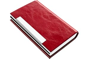 padike Business Card Holder, Business Card Holders, Business Card Case, Business Card Holders Wallet Credit Card ID Case/Holder for Men & Women (V-Red)