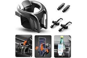 Norhogo 2 in 1 Adjustable Smart Phone Mount Bracket Stand car cup holder, Cradle Car Air Vent Cup Holder, air vent drinks holder for cars for Hot Drinks Compatible with Most Vehicles, Silver&Black