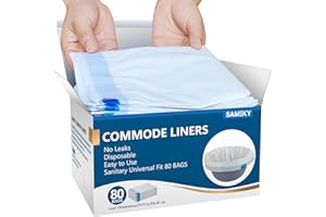 Sameky Commode Liners for Bedside Portable Toilet Chair Bucket | Value Pack 80 Count Universal Fit | Bedside Commode Liners | Leak Proof & Odorless Portable Toilet Bags for Adult