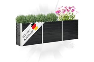 DELUKE® Hochbeet für Garten Oskar Anthrazit | 240x40x77cm | Verzinkter Stahl | Wetterfest | Hochbeet Metall Gartenbeet Kräuterbeet Blumenbeet Beet hoch Frühbeet für Garten Gemüsebeet