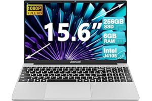 AOCWEI Ordenadores Portatiles 15.6 Pulgadas 6GB RAM 256 GB SSD Expansión, Ordenador Portatil Win 11 con 5G WiFi Bluetooth 4.2 USB HDMI con Ratón Inalambrico & Pegatinas Teclado Español-Plata