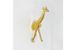 KNOBS BY BLOSSOM Gold Safari Animal Iron Metal Drawer Knobs (Hook, Giraffe)
