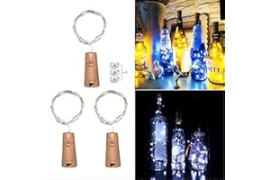Akynite Corcho con Luces para Botellas de Cristal, Luz de Botella Vino, 20 LEDs 2M Cadenas de Guirnaldas, Tapones con Luces, Luz Corcho Decorativa para Mesa de Navidad Boda, Blanca Fria, 3 Piezas