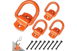 SUPAWAY 4 anillos de amarre para cargas pesadas, punto de tope atornillable, 12000 libras, anillos en D con tornillos, anclajes amarre para remolques, accesorios, remolques, coches, camiones (Naranja)