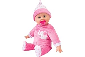 Simba 105140501 Laura Schlummerzeit, Soft Body Doll with Breathing Movements, 14 Baby Sounds, Sleeping Eyes, 38 cm Baby Doll, from 18 Months