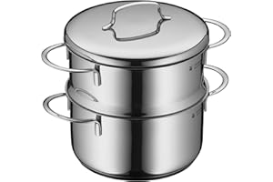 WMF Mini cuiseur vapeur avec couvercle en métal, petit, 16 cm, 1,5 l, acier inoxydable poli Cromargan, induction, empilable, idéal pour les petites portions ou les ménages individuels