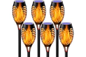 ZEYXINH Lampade Solari da Giardino,Torcia Solare per Giardino Esterno,6 Pezzi 12 LED Solare Torcia Luce con Effetto Fiamma-IP65 Impermeabile Lampada Solare da Giardino per Cortile, Patio,Natalizia