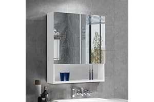 ‎OFCASA OFCASA Badezimmerspiegelschrank mit 2 Spiegeltüren, Wandmontage, mit verstellbaren Ablageflächen für Duschraum