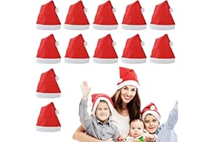 FTJKGH 12 Stück Weihnachtsmützen Übergröße Nikolausmütze für Erwachsene Weihnachtsmütze Familie Rote Santa Mütze Perfekt für Weihnachtsmann Kostüm Große Menge Nikolausmütze Set mütze weihnachten