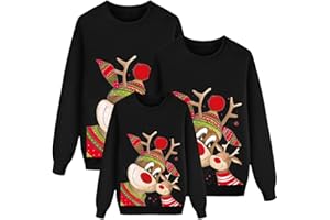 JiJiRuDU Weihnachtspullover Familie Set Damen Herren Kinder Lustig Weihnachtspulli Ugly Christmas Sweater Rundhals mit Reindeer Unisex Weihnachten Pullover Pärchen Weihnachtsoutfit