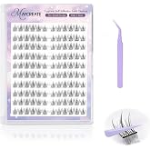 MAYCREATE 120Pcs Self Adhesive Eyelashes with Tweezer No Glue Needed | Self Stick Cluster Lashes Pre Glued Eyelash Clusters, 