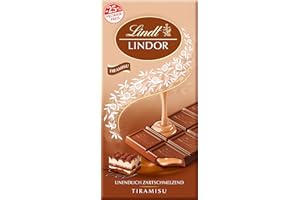 ‎LINDT Lindt Schokolade LINDOR Tafel Tiramisu Promotion | 100 g Tafel | Vollmilchschokolade mit zartschmelzender Mascarpone-Kaffee-Füllung | Pralinen-Geschenk | Schokoladen-Geschenk |
