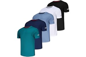 CHENJUNRONG 5 Pack T-Shirt Sportive da Uomo Traspiranti Ad Asciugatura Rapida Magliette A Manica Corta Camicia Funzionale Asciugatura Rapida Traspirante Corsa Camicia da Allenamento A Manica Corta Uomo