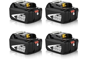 Ibanti 4PCS 18V 5.0Ah de Rechange pour Makita 18V Batterie 5.0Ah BL1850 BL1840B BL1860B BL1830B BL1820B BL1860 BL1840 BL1830 BL1820 avec indicateur de Charge Outils électriques sans Fil