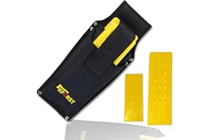 Xforst Lot de 2 Cales d’Abattage Professionnelles – Coins Forestiers 19,5 cm & 24,2 cm – Plastique ABS Jaune Résistant aux Chocs et au Gel – Accessoires Tronçonneuse avec Sac de Ceinture