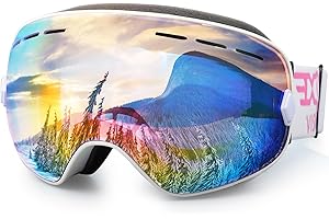 EXP VISION - Occhiali da sci e da snowboard per uomo e donna, 100% protezione per UV400, anti appannamento sulle lenti, con vetro sferico rimovibile