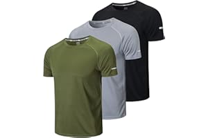 HUAKANG 3 Piezas Camiseta Deporte Hombre Camisetas Manga Corta Hombre de Secado Rápido para Gimnasio Running Fitness