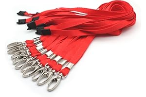 EASYBADGE 10 Pack Lanyards for ID Badges with Safety Breakaways and Metal Lobster Clips