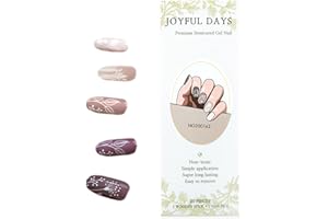 JOYFULDAYS JOYFUL DAYS Tiras de Uñas de Gel Semi-Curado, Autoadhesivas Pegatina de Esmalte de Uñas de Gel, Nail Wrap Incluye Lima y Palo (Nudy Brown Mix)