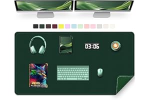METEOROCK Tapis de Bureau en Cuir PU, 120 x 43 CM Tapis Protecteur de Bureau pour Écrire, Tapis pour Ordinateur et Ordinateur Portable pour le Bureau Avec Daim pour la Maison et le Bureau (Vert Foncé)