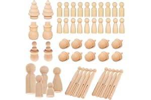 Woohome Bambole di Legno Peg 71 Pz, Bambola di Legno per Creazioni Artistiche e Painted, 8 Stile