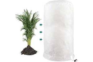 PHUSTJKL Winterschutz für Pflanzen 60x80cm Winterschutz für Kübelpflanzen Frostschutz, Atmungsaktiv Wiederverwendbar Pflanzenschutzhaube mit Zugband für Balkonpflanzen-Weiß, 1 Stücke