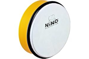 Nino Percussion Hand Drum Instrument - Mittelgroße Handtrommel für Kinder ab 3 Jahren - Durchmesser 8 Zoll (ca. 20 cm) - Kunststoff, Gelb (NINO45Y)