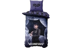 MTONLINEHANDEL Wednesday Addams Bettwäsche 80x80 + 135x200, Kinder & Teenager Bettwäsche aus Microfaser, angenehm & weich Fanartikel Serie
