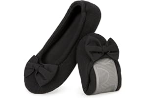 EverFoams Damen Ballerina Hausschuhe Leicht Frottee Baumwolle Memory Foam Geschlossen Pantoffeln