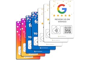 ONE TAP ONLY 7 Social Tap Cards | Review QR Code | Contactless Review Card | NFC Tap Card | Unlimited Use NFC Cards