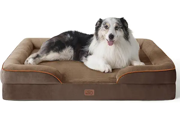 Bedsure Sofá Perro Ortopédica Extra Grande - Cama Perro Viscoelastica y Lavable, Colchon Perro con Funda Desenfundable y Forro Impermeable, Marrón, XL