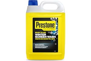Prestone Screenwash, Ready To Use Screen Wash For Cars - Winter, High Performance Cleaning With Streak Free Formula, Maximum Visibility Winter Windscreen Washer Fluid, Removes Stubborn Dirt, 5L Bottle