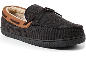 ULTRAIDEAS Kapcie męskie zimowe mokasyny, pluszowe pantofle z pianki z pamięcią kształtu, antypoślizgowa gumowa podeszwa, wygodne kapcie z ciepłą wełnianą podszewką, do użytku wewnątrz i na zewnątrz