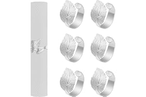 FIBOUND 6 Pcs Napkin Rings, Leaf Napkin Rings, Napkin Rings Holder, Gold Leaf Napkin Rings, Metal Leaf Napkin Holder Rings, Metal Napkin Rings, for Harvest Thanksgiving, Wedding, Dinner, Party, Banquet