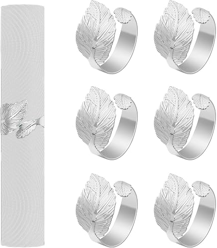 silberkanne - Anelli portatovaglioli argentati, Motivo a Filo, 6 cm, Set da 6 Pezzi, per tovaglioli in Argento Placcato Argento