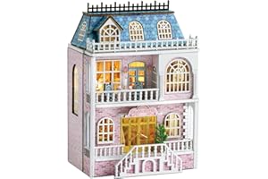 Spilay Diy Miniature House Kit, Wooden Dolls House, Mini Handmade Doll House with LED, 1:24 Scale Creative Wood Toy House for Adult Friend Lover Birthday Gift (D-018)