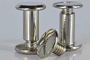 Q TOOLS Qtools® Lot de 10 vis à douille en acier inoxydable 5 mm | Lot de 10 rivets en cuir vis de ceinture | Rivets décoratifs, rivets à vis | Vis de connexion pour rivet, poignée de couteau, accessoires