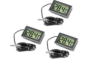 SHOWAY Inrigorous, 3 x Black Digital Steel Fridge Freezer Thermometer with Temperature Display Monitor