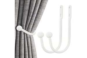 JOCXZI curtain tiebacks - 2 pieces tiebacks, white curtain holders, U-shaped curtain holders, curtain holders, curtain holdbacks, wall mounting, tiebacks for curtains, white metal