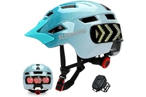 ‎TMEOIIPY Fahrradhelm Kinder Jungen Mädchen LED Licht Anzeige mit Abbiegesignale, Helm Kinder mit Wireless Controller, EPS Liner | Abnehmbare Sonnenblende | Einstellbare | Leichte Kinderhelm