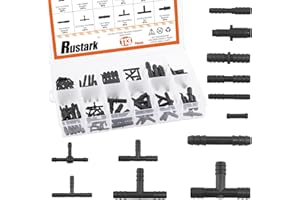 Rustark 113Pcs Nylon Vacuum Connector Assortment Kit Barbed Automotive Vacuum Tubing Kit, Including Vacuum Tee Connector Vacuums Straight Connectors Reducer Connectors for Replacing