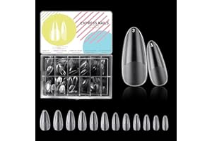 NACERLARY 500 Pièces Faux Ongles Capsules, 10 Tailes Amande Pose Américaine Ongles Capsules pour Nail Art DIY Salons de Manucure