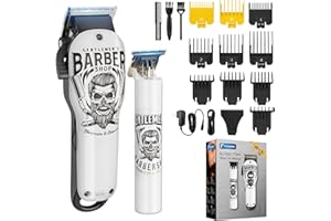 BESTBOMG Maquina Cortar Pelo Profesional, Cortapelos Hombre Kit Con Peine-guía, Cortadora de Pelo Hair Trimmer Recortadora de Barba Con Batería Recargable Incorporada 2000mAh/1200mAh (Y4+T9)