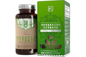 FOCUS FS Potassium Citrate | 180 High Strength Potassium Supplements Capsules - 1400mg Potasium Citrate per Serving | Non-GMO, Gluten & Allergen Free | Manufactured in The UK