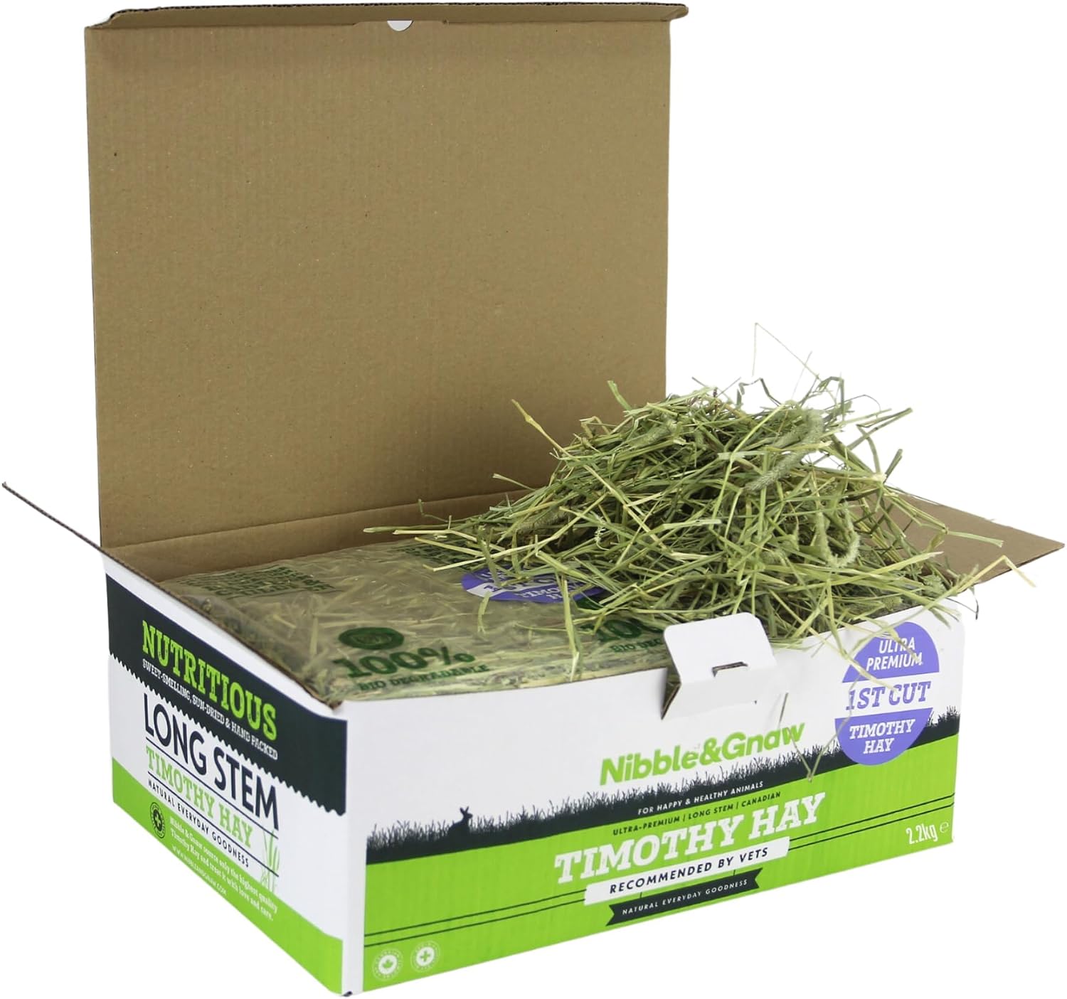 Nibble&Gnaw Timothy hay for Rabbits, hay for Guinea pigs, First cut, 2.2kg