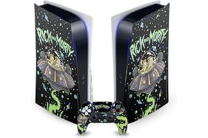 Head Case Designs Officially Licensed Rick And Morty The Space Cruiser Graphics Vinyl Faceplate Gaming Skin Decal Compatible With Sony PlayStation 5 PS5 Disc Edition Console & DualSense Controller