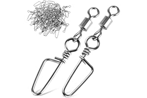 AOZUO Angeln Snap Wirbel, 25 Stück Hochfeste Wirbel Angelgerät Rollendes Fass Wirbel Snaps Edelstahl Korrosionsbeständiger Anschluss, Kugellager Wirbel mit Snap für Salzwasser Süßwasser