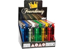 KELNO Elektronische Einweg Feuerzeuge mit elektronischer Piezo Zündung, Kunststoff, Modern, 50